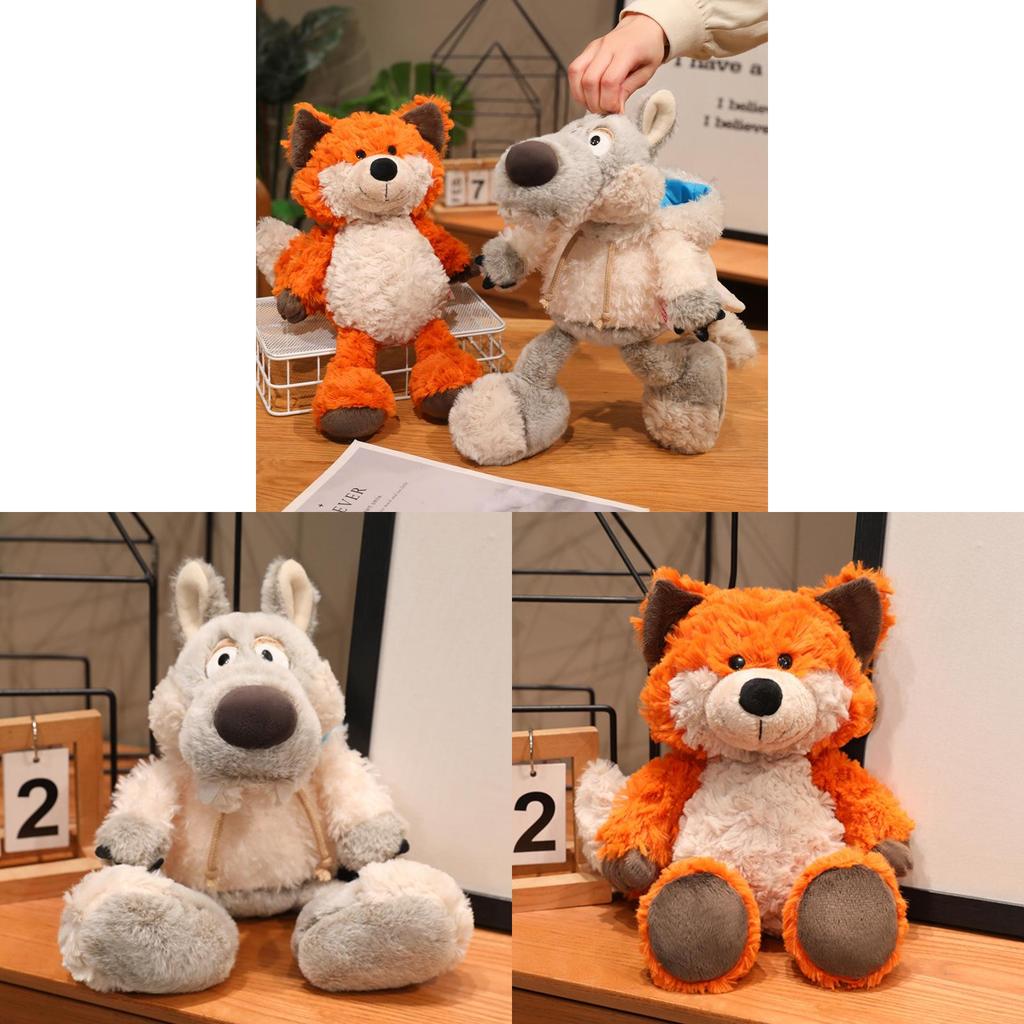 Forest Friends Plush Wolf And Fox Toys With Pp Cotton Filling For Kids Playroom Decor