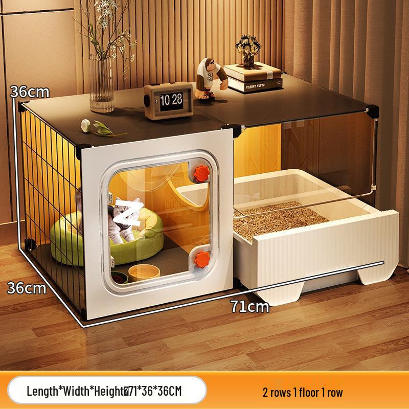 Compact Indoor Cat Villa: Integrated Bed, Toilet, and Play Area - Space-Saving Design for Apartment Living