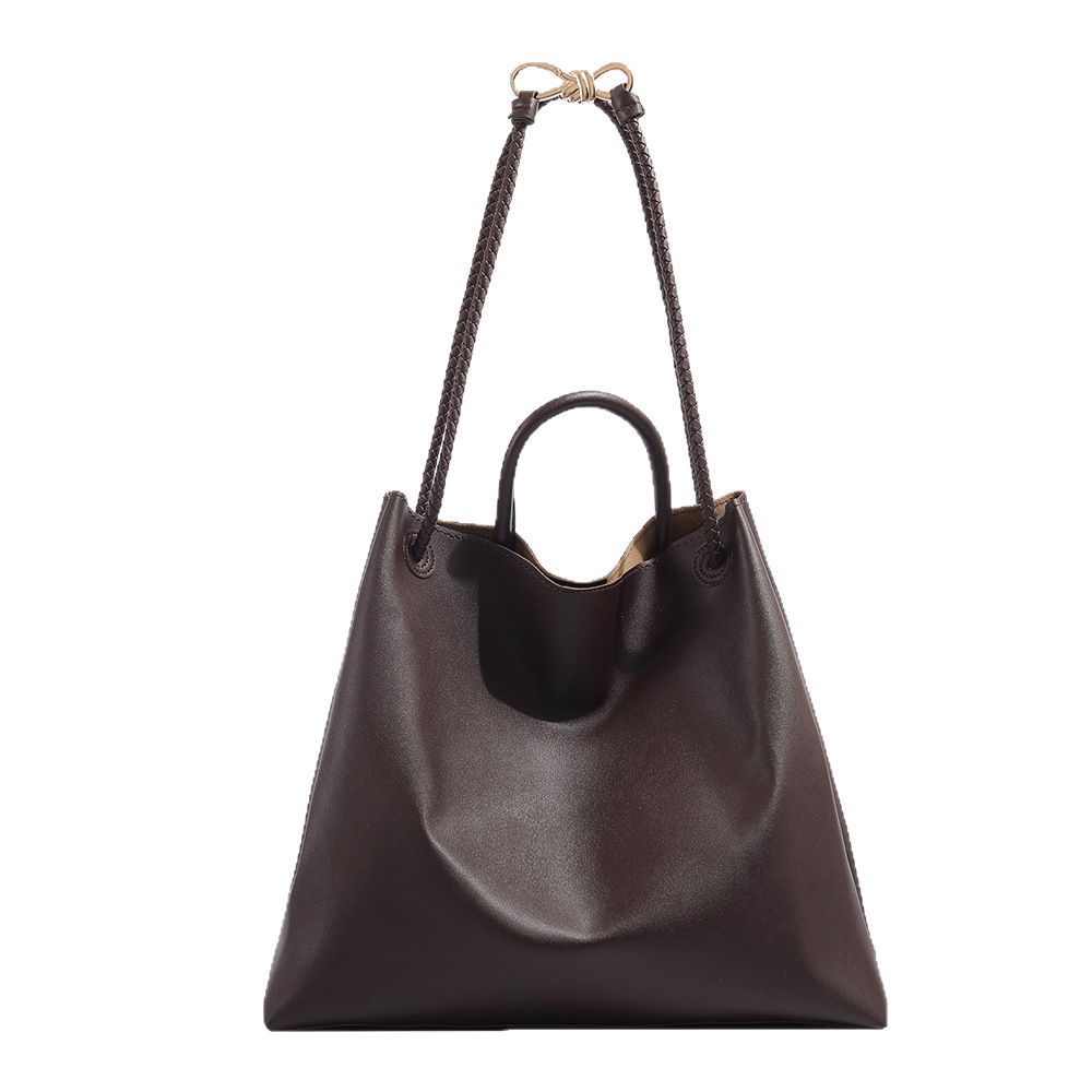 Large-capacity women's bag 2025 new model casual retro high-quality soft leather commuter bag fashionable shoulder tote bag