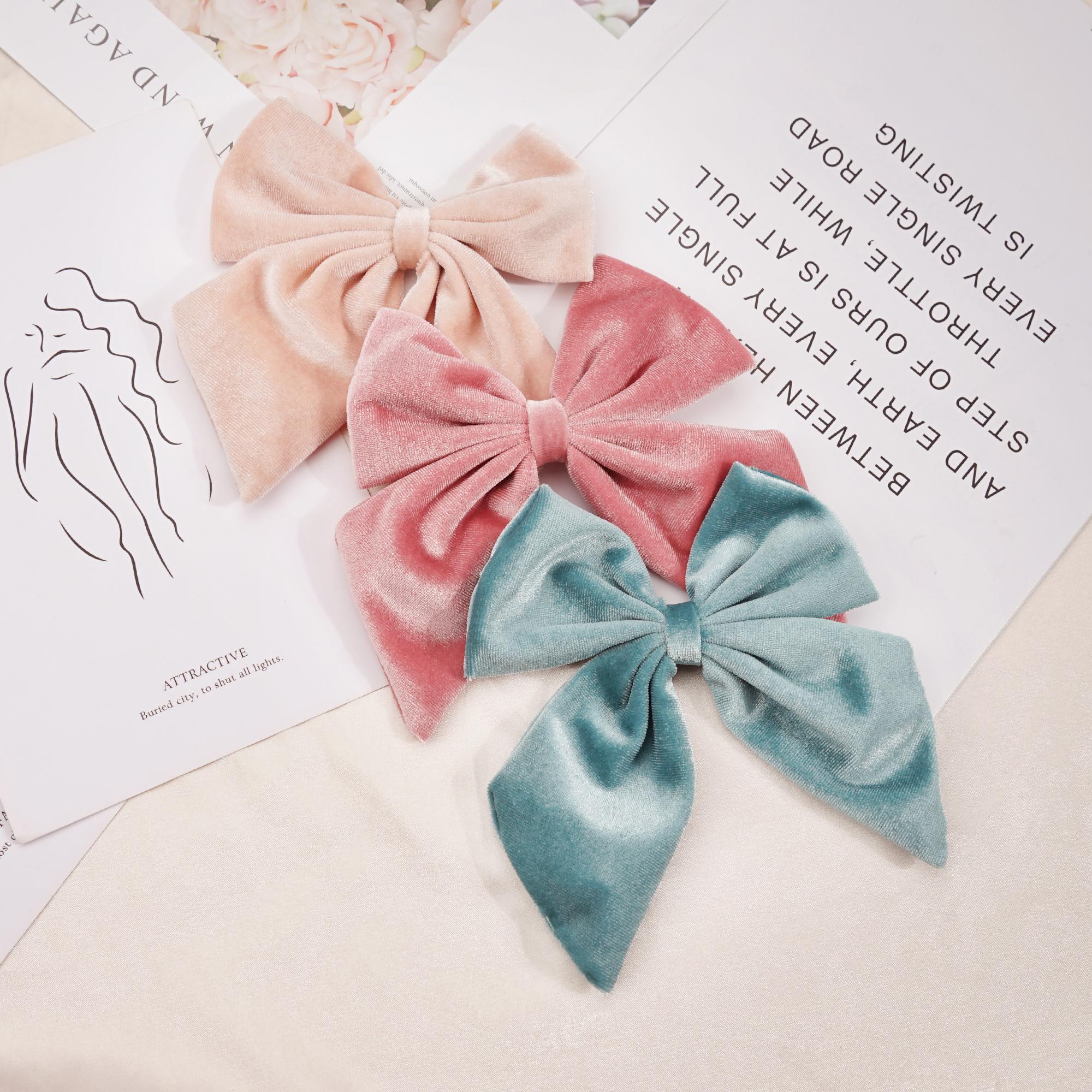 

3 шт. 6-дюймовые большие бархатные банты, бархатные заколки-банты для волос, французские заколки-автоматы для волос, винтажные аксессуары для подростков, девочек, женщин