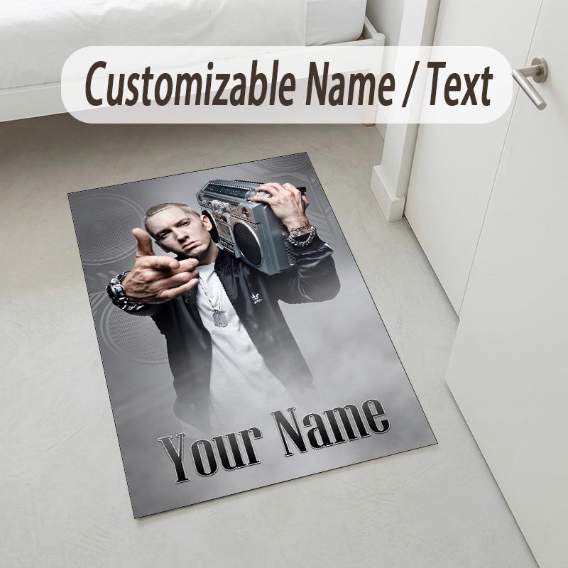 Personalized Crystal Velvet Carpet,Eminem Custom Printed Name, Plush Area Rug For Home Indoor Decor
