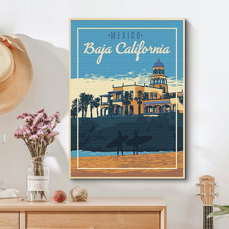 Baja California Mexico Print Art Canvas Painting Canada Niagara Falls Canvas Painting Vintage Travel Poster Print Home Decor