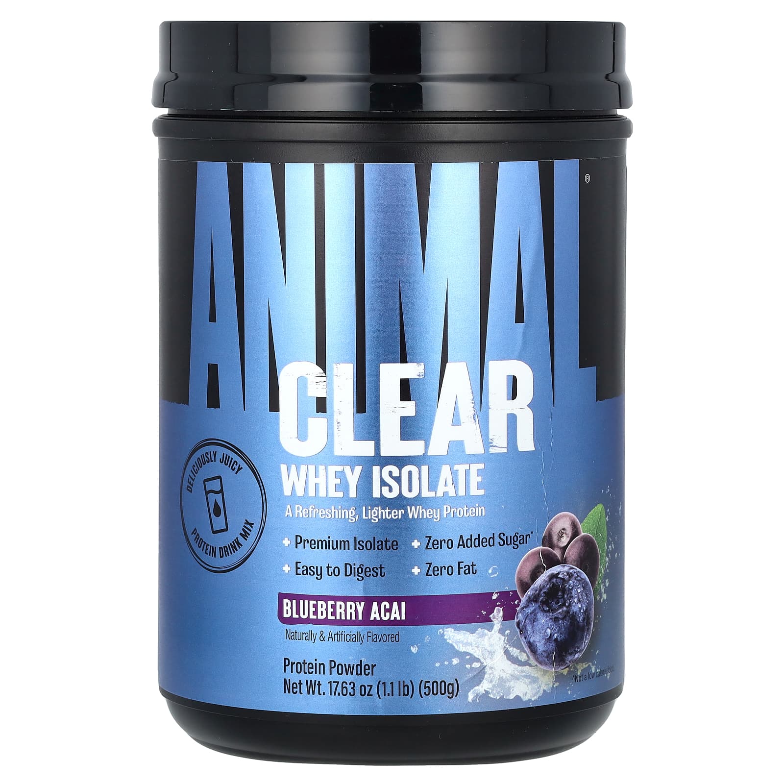 

Animal, Clear, Whey Isolate, Blueberry Acai, 500g (1.1lb)