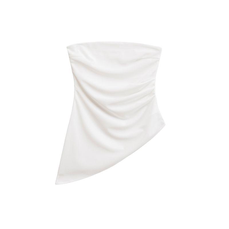 Kaslead New Women clothes Western Style Versitile Fashion Pleat Slim fit Asymmetric Top 5644996