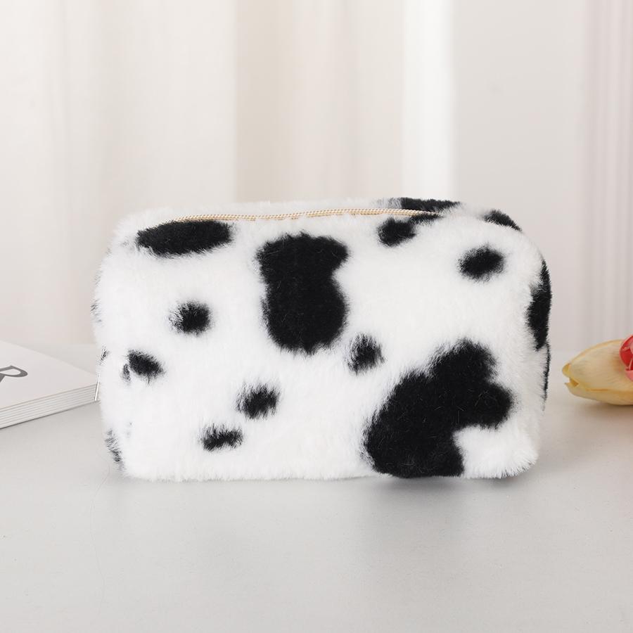 New plush new color cosmetic bag large capacity storage bag leopard handbag can store cosmetics, keys, cards, etc.