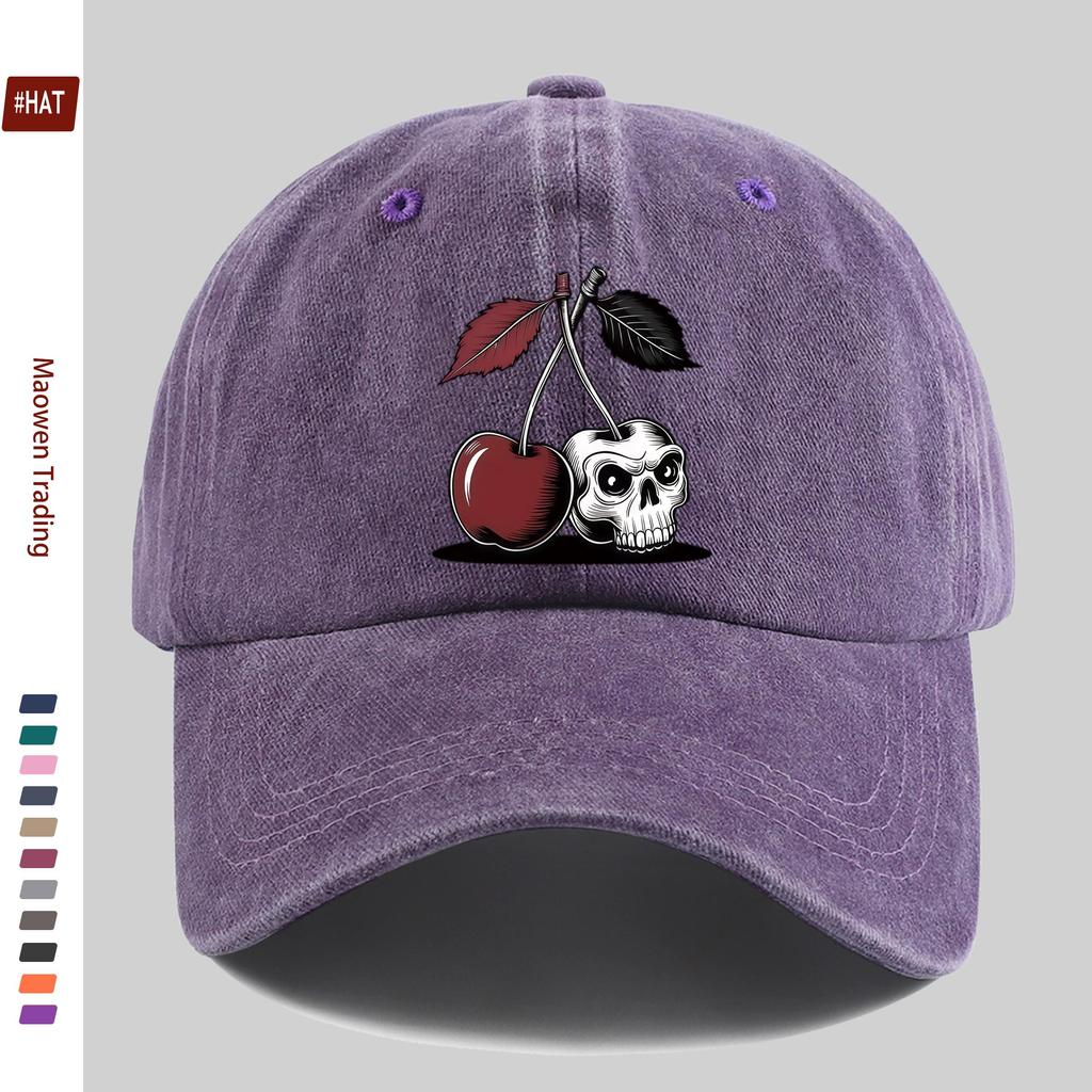 Pc Cherry And Skull Print Baseball Cap with Skull Head Pattern And Cherry Design Sun Hat MultiColor Optional Party Decor Hat