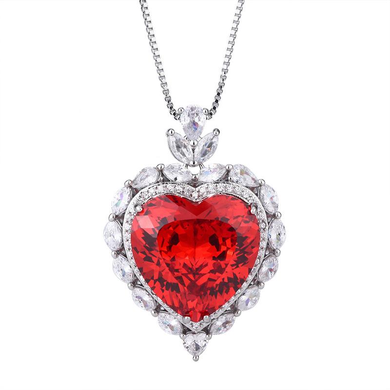 Jewelry Bird'S Nest Cut Retro Large Heart Pendant Necklace Main Stone 20 * 20