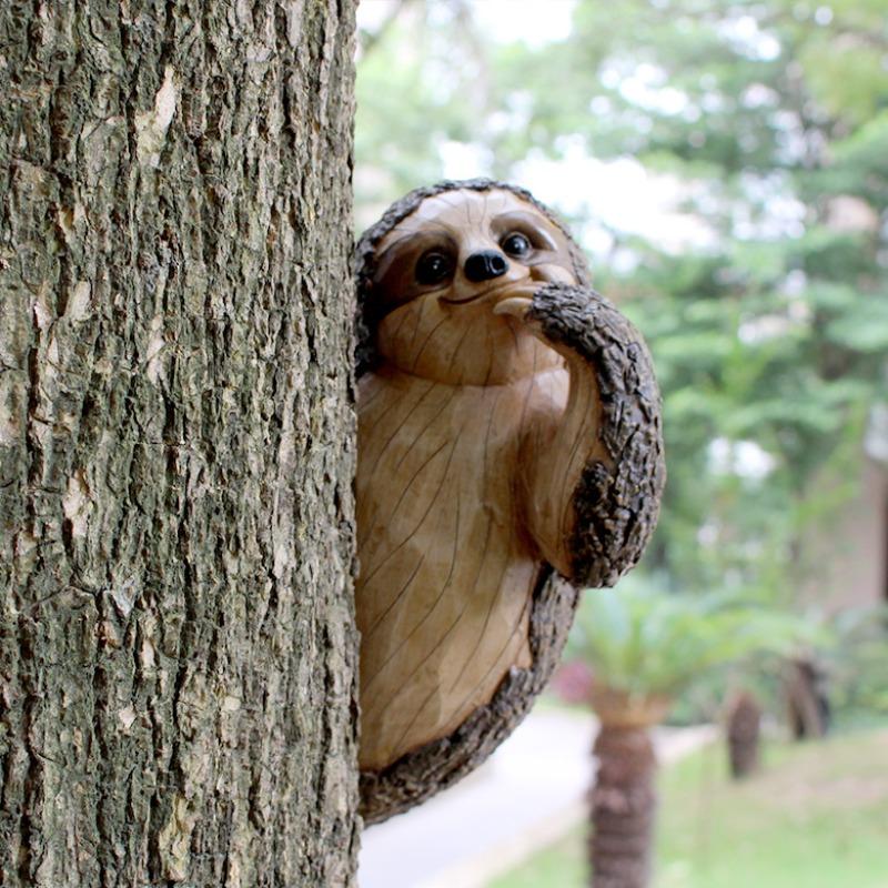 Outdoor Sloth Pendants, Garden Statues, Courtyard Tree Faces, Tree Hanging Decorations, Resin Handicrafts