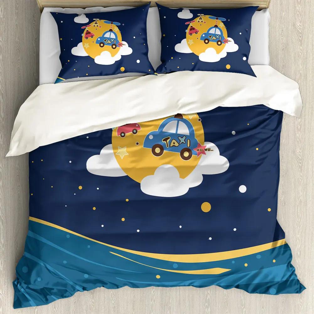 Carton Car Cover Toy Truck Bus Soft Duvet Cover Excavator Children Young Boys Young Girls Gifts Trafic Light Smal Animals Drive Bedrom Decor