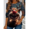 Oberteile für Damen Weihnachtsmuster Rundhals Langarm-T-Shirt Herbst Lässig Enganliegender Pullover Damen Langarm-Oberteil