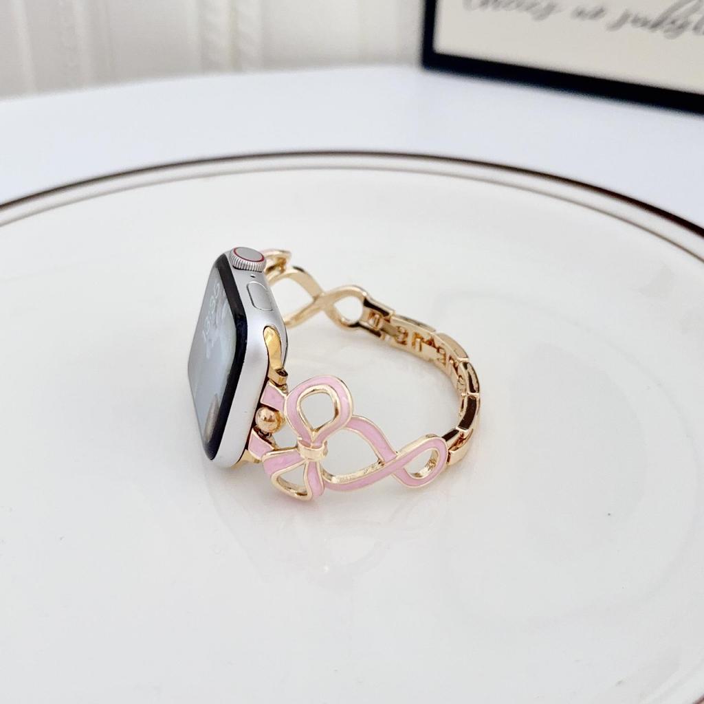 Compatible Strap for Huawei GT6, Xiaomi 9Pro, and Apple iWatch 9876SE: Drip Oil Bow Chain Style