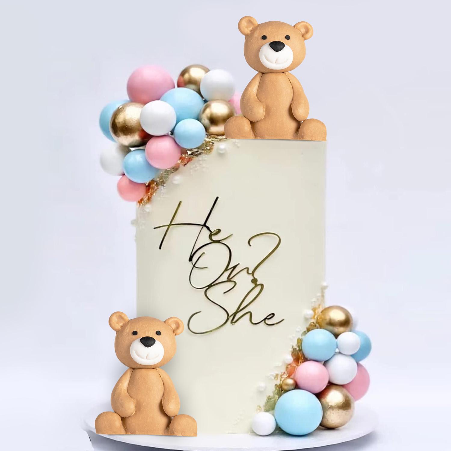 

22pcs Brown Bear Foam Balls Gender Reveal Cake Toppers for Birthday Baby Shower Party Decorations (Pink Blue)