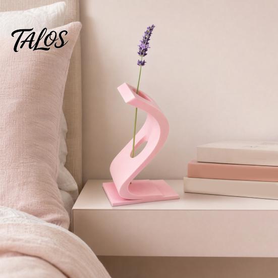 Small Table Sculpture 3D Printed Curved Flower Arrangement Stand, Minimalist Holder Ornament, Detailed Craft Statue Creative Artistic Decoration