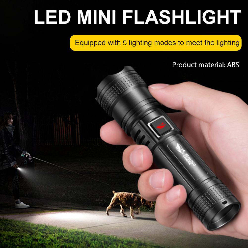 Multifunctional LED Flashlight USB Rechargeable Zoomable Torch For Outdoor Camping Waterproof Emergency Flashlight Accessories