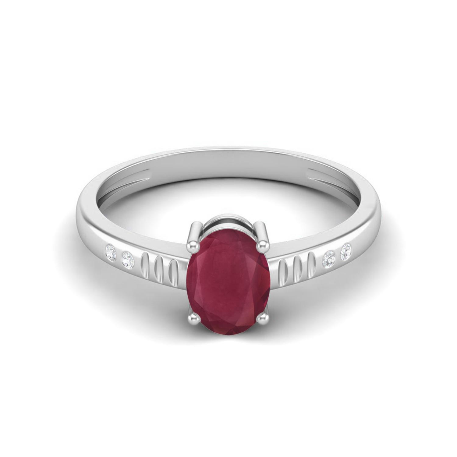 7X5 MM Oval Shape Ruby 925 Sterling Silver Solitaire Women Engagement Rings 10