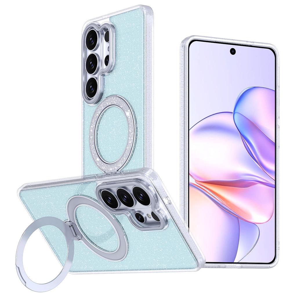 Applicable to Samsung S26Ultra magnetic mobile phone case glitter powder girl high value with rotating bracket S25u anti-drop case