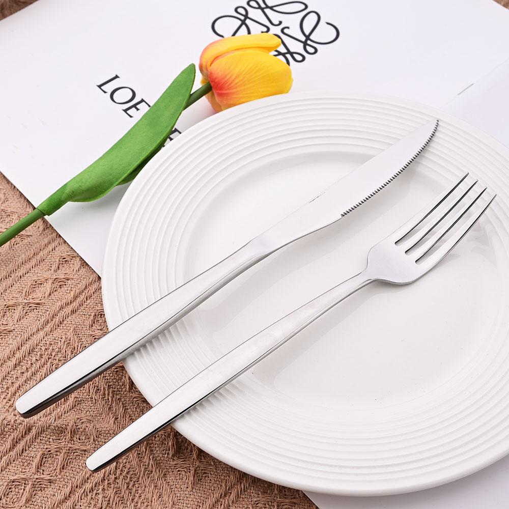 4pcs High-quality Mirror Dinnerware Set Silver Stainless Steel Tableware Set Reusable Knife Fork Spoon Dining Table Utensils