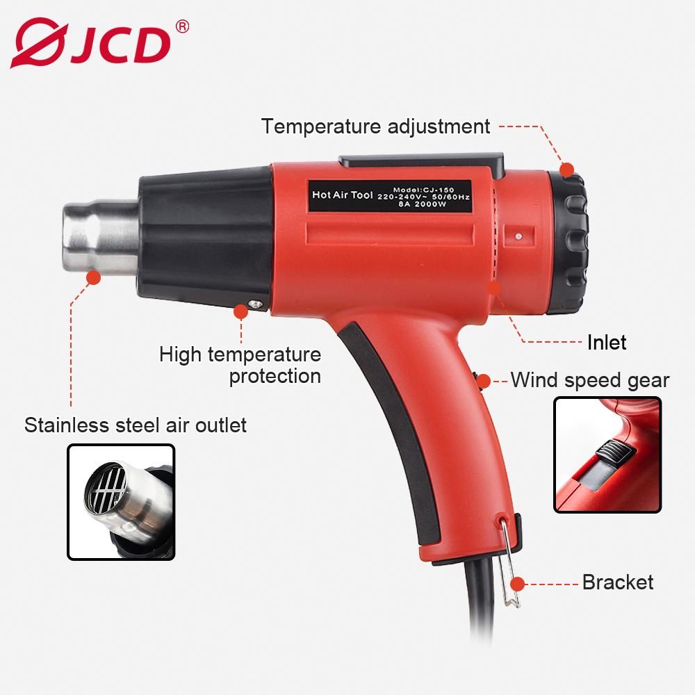 JCD High Power 2000W Variable Advanced Hot Air Temperatures Adjustable Electric Heat Gun Tools