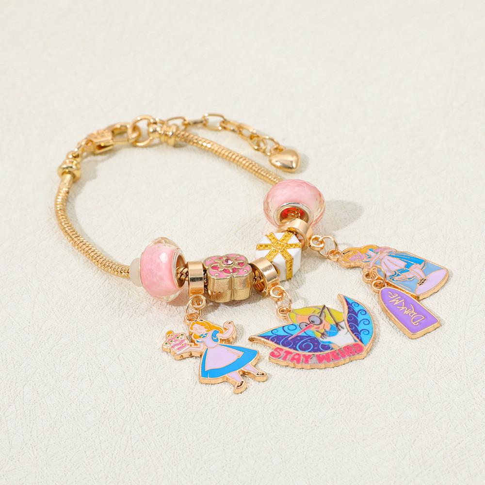 Alice In Wonderland Charm Bracelet With Zinc Alloy And Electroplated Finish For Unisex Wear