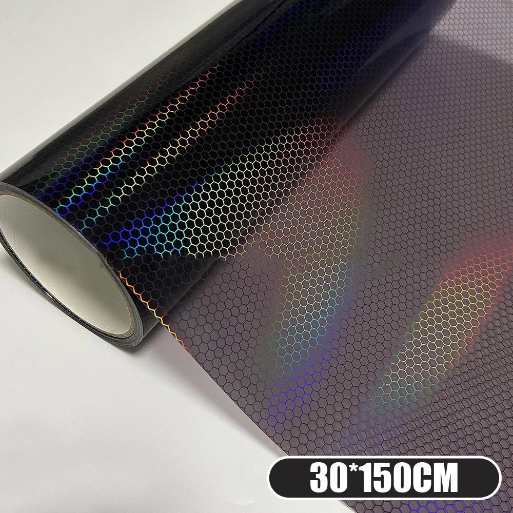 1pc Car Taillight Lamp Film Sticker Car Honeycomb Styling Light Film Car Headlight Decorative Film Auto  Exterior Accessories