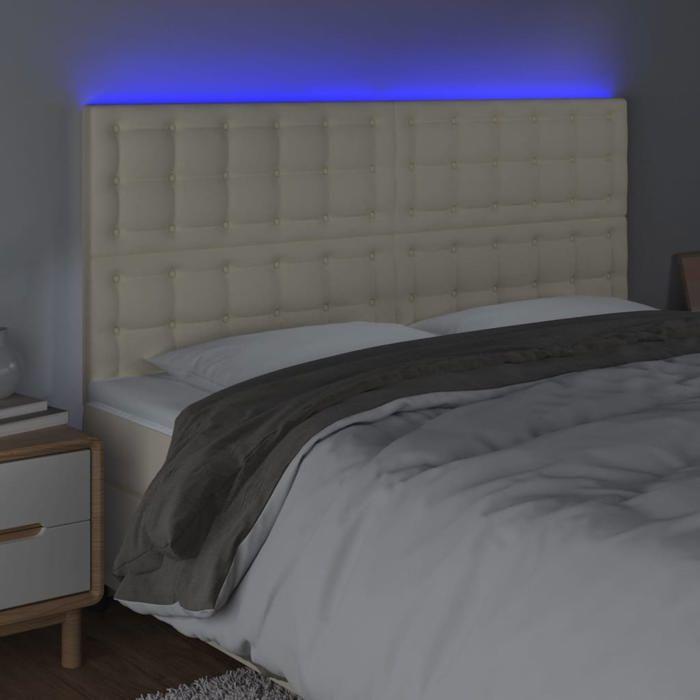 Tête de lit - MAISON EXCLUSIVE - 160 x 5 x 118/128 cm - Similicuir crème - LED intégrée - Hauteur réglable