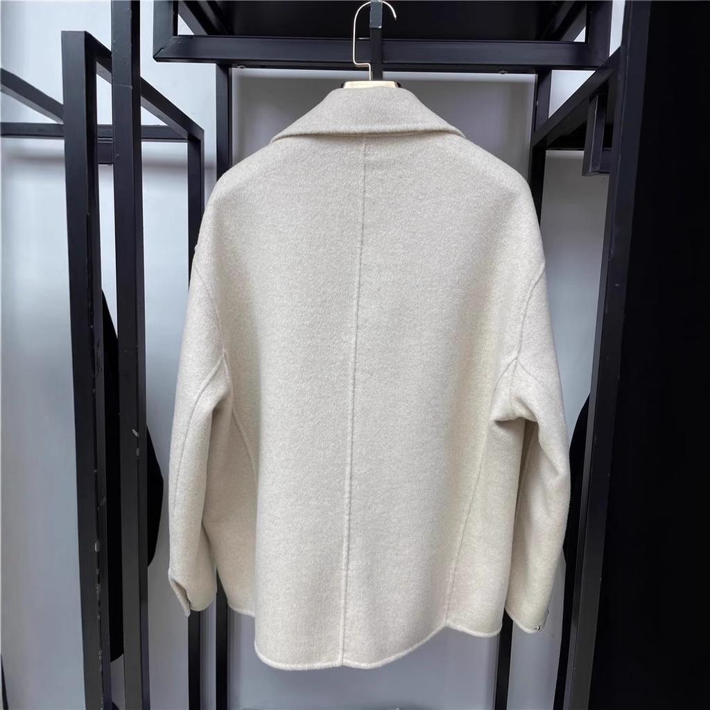 Spring, autumn and winter zipper double-sided woolen coat coat women's wool woolen simple versatile casual commuting temperament