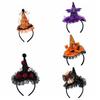 Flower Halloween Witch Hat Hair Hoop Lace Halloween Headband Halloween Party Hair Band  Photo Props
