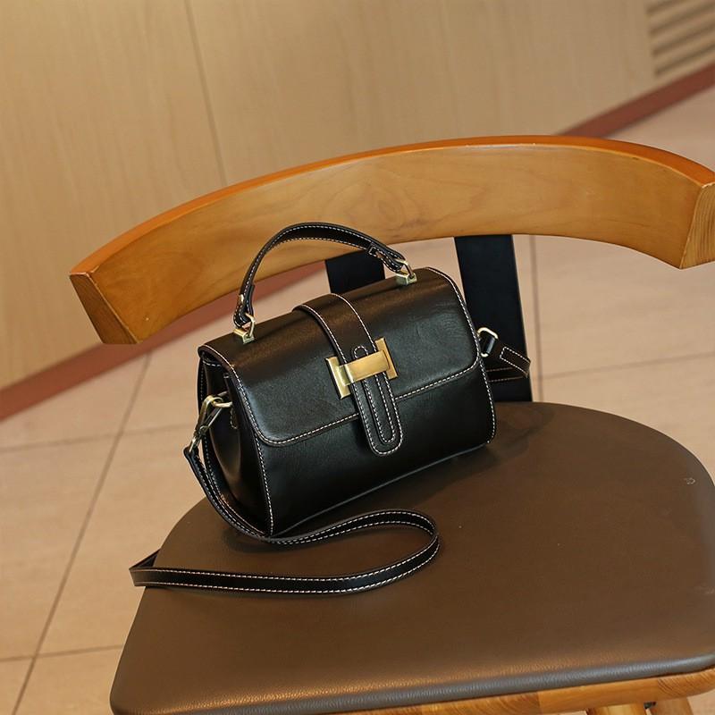 Genuine Leather Women's Bag Crossbody One-Shoulder Portable Square Fashionable Simple Handbag