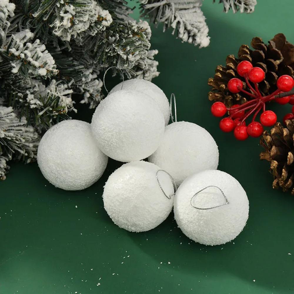 6pcs DIY Christmas Snowballs 4/6/8CM Christmas Hanging Balls  Home Xmas Decor