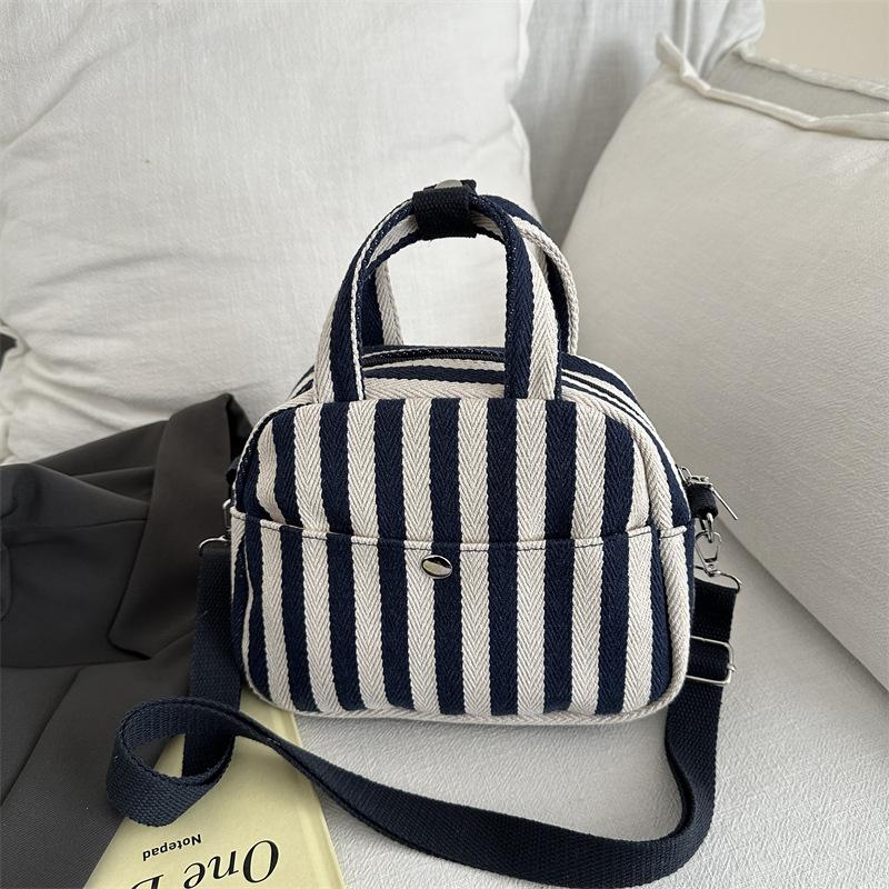 

Новая женская полосатая парусиновая модная арт-сумка, сумочка, маленькая тканевая сумка, рабочая сумка, женская универсальная сумка синий