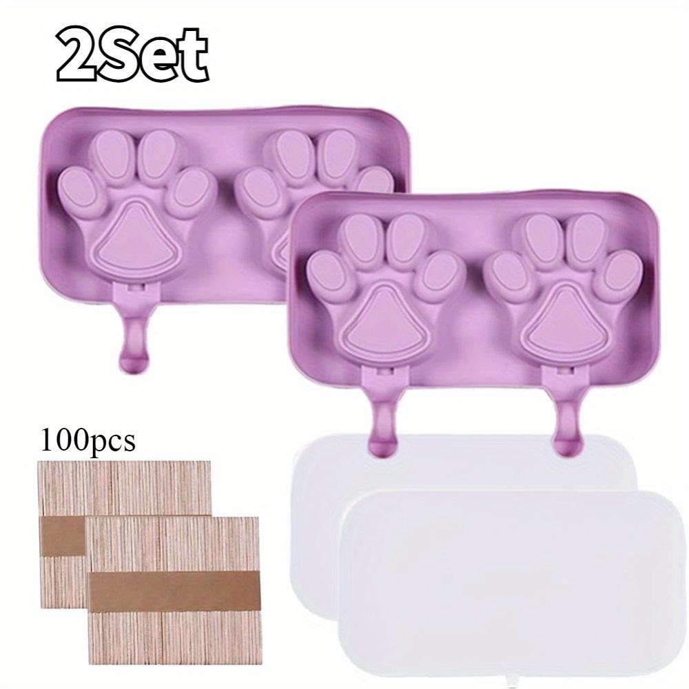 2-Set Silicone TPR Popsicle Mold Ice Cream Mold Reusable Ice Cube Maker Tray DIY Homemade Ice Cream Mold Popsicle Maker Kitchen