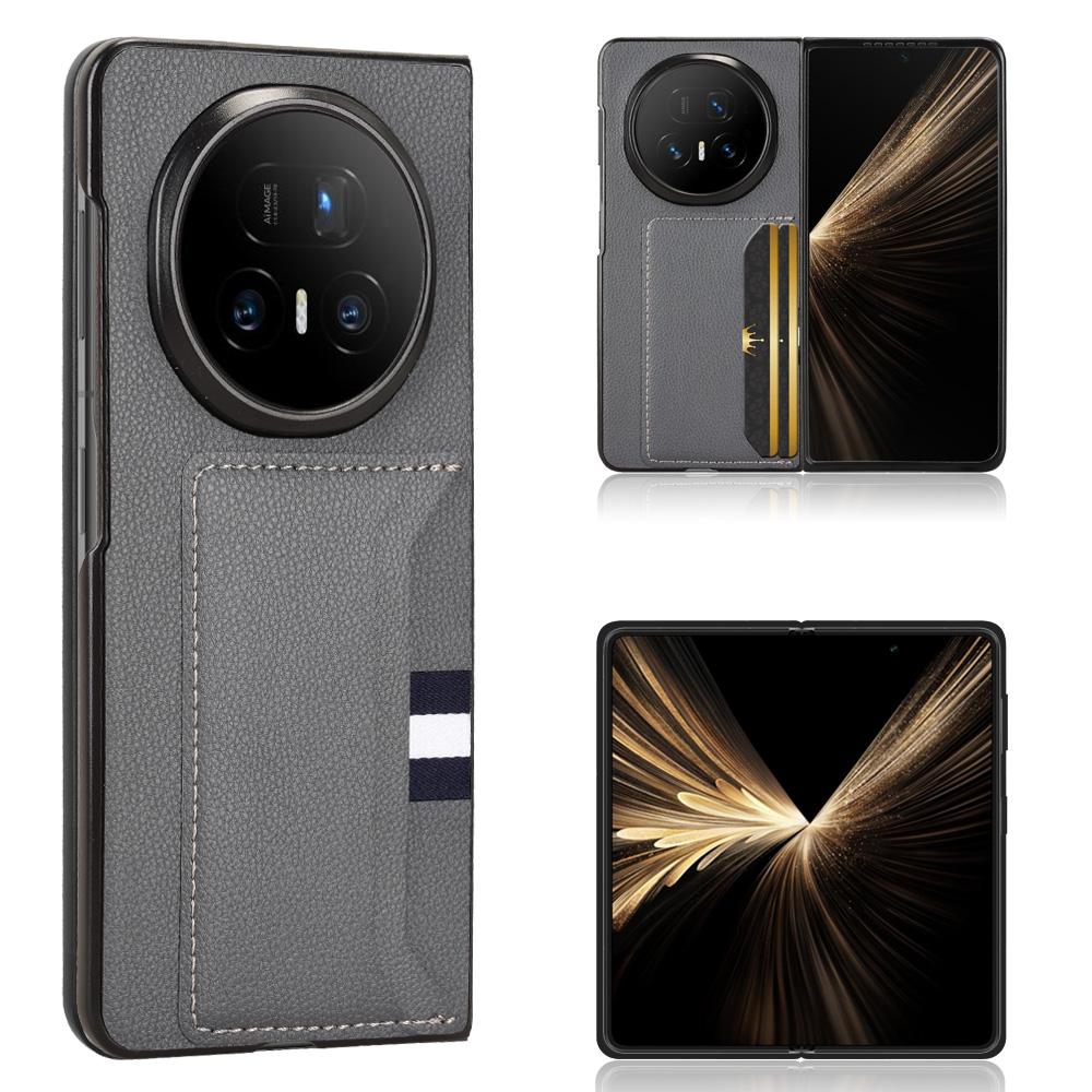 

Чехол для Honor Magic V5 5G с держателем для карт, кожа личи + ПК, чехол для телефона Grey