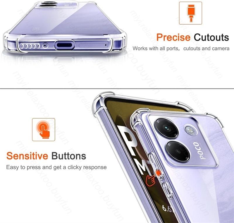 PocoM7Pro 5G Case Anti-Yellowing Clear Crystal TPU Soft Cover For Poco M7 Pro 5G Shockproof Coque Poko Little M7Pro M 7 Pro 5G