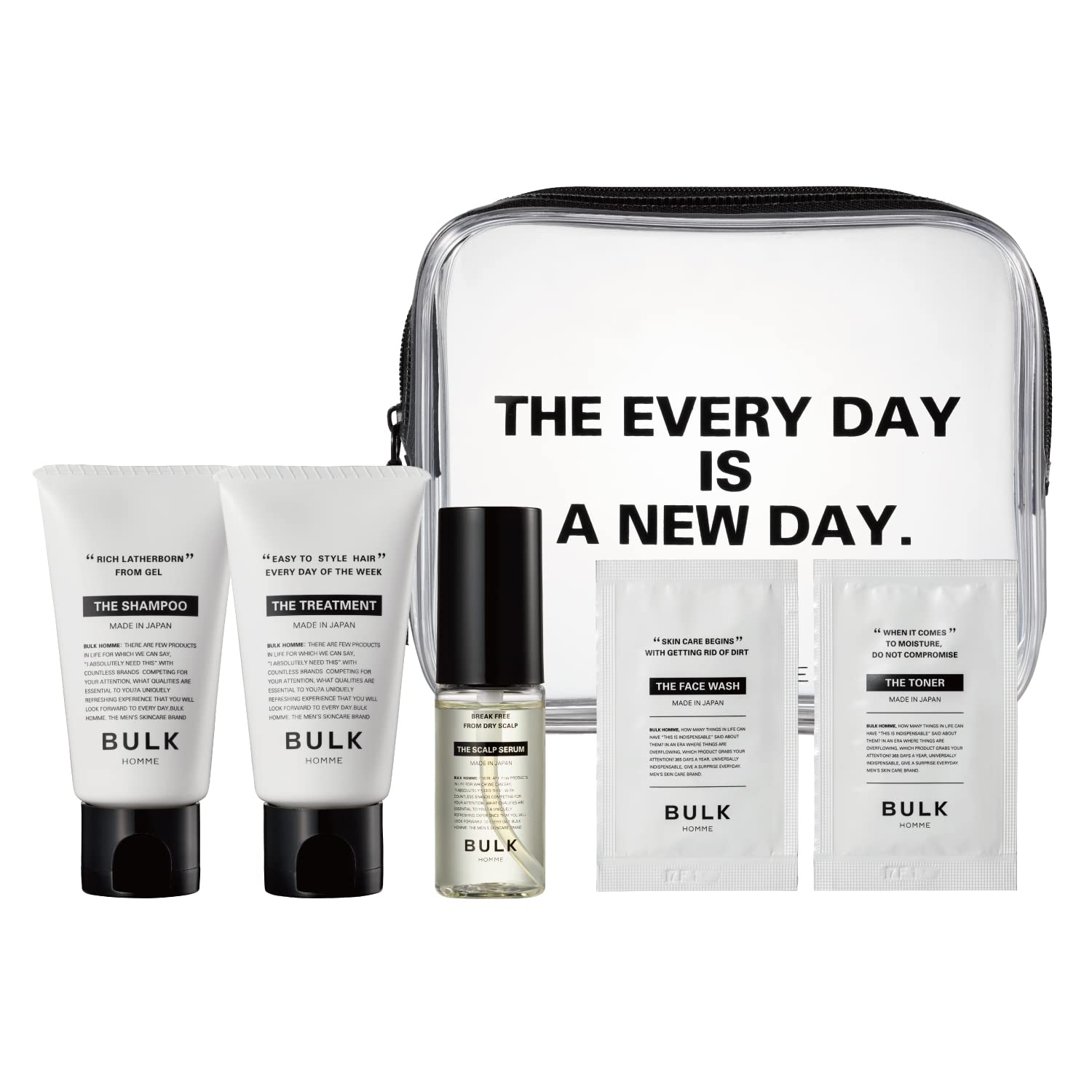 

Bulk Homme Hair Care Serum 5-дневный запас для лица 1 образец на каждую [дорожный набор] Шампунь/Лечение/Кожа головы + Мытье/Лосьон/Эмульсия