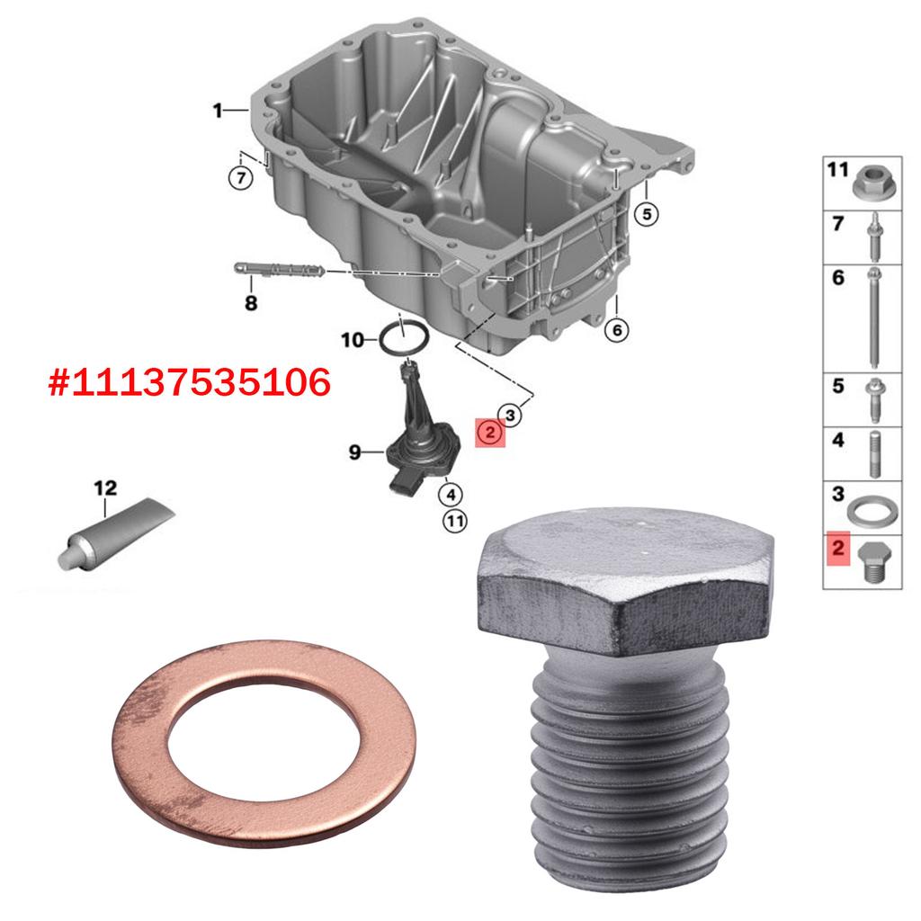 Oil Drain Plug with Sealing Ring 11137535106 FOR BMW 1 3 5 Series E81 E82 E87 E88 F30 F31 F34 F80 F10 F11 MINI R56 R57 R58 R59 Oil Drain Plugs 3