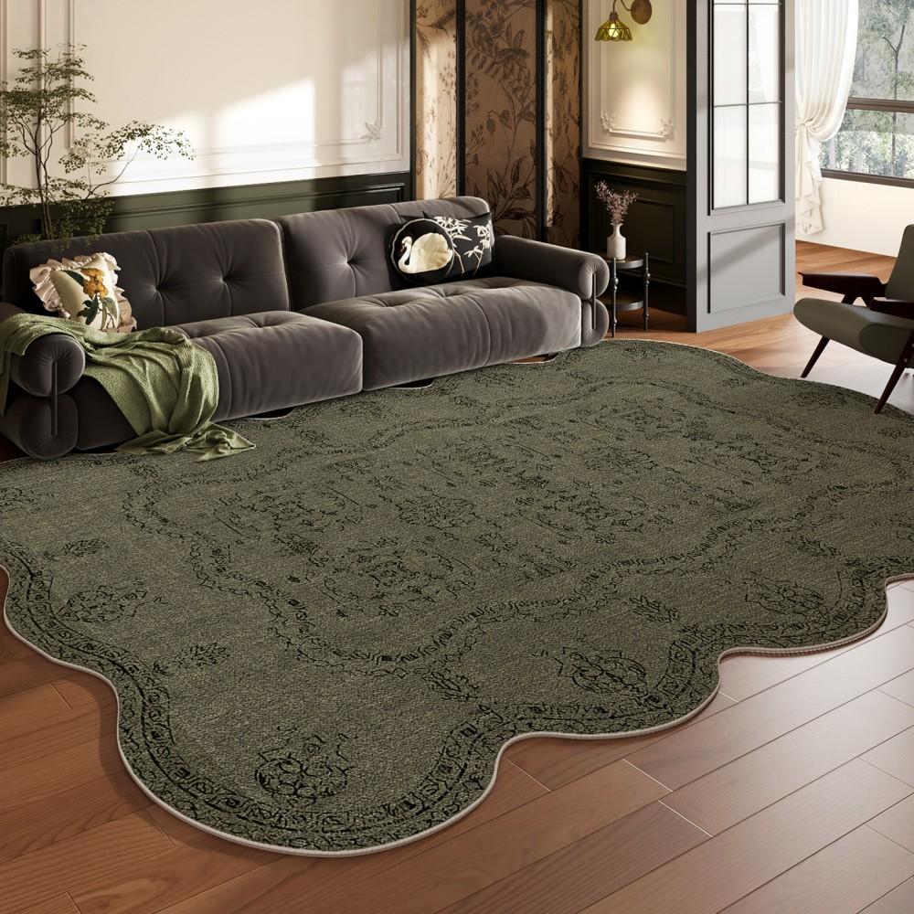 Nieuw Vintage-Stijl Groen Onregelmatig Vormig Tapijt Woonkamer Salontafel Bank Mat Retro Nachtkastje Slaapkamer Tapijt kamer 100x160CM (3.3X5.3FT