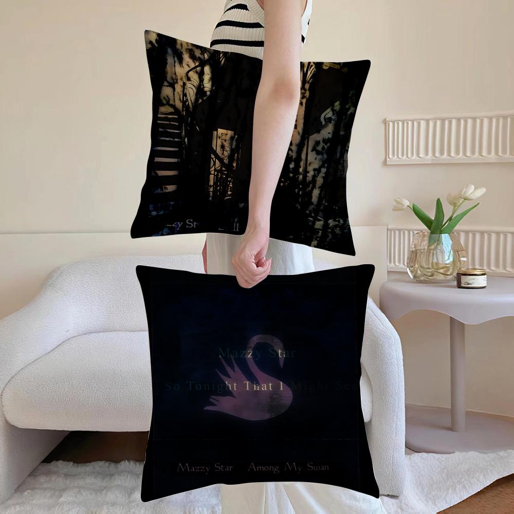 Pop Music Album M-Mazzy Star Pillow Case Anti-dustmite Pillowcase Invisible zipper silky short plush Sofa cushion cover