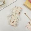 Cute Cartoon Roll Up Makeup Brush Bag Lace Tie Gingham Cosmetic Brush Organizer Pouch for Travel Daily Use