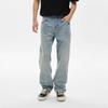 Mens Straight Leg Jeans High Street Style Loose Fit Stone Wash Casual Denim Pants Youth