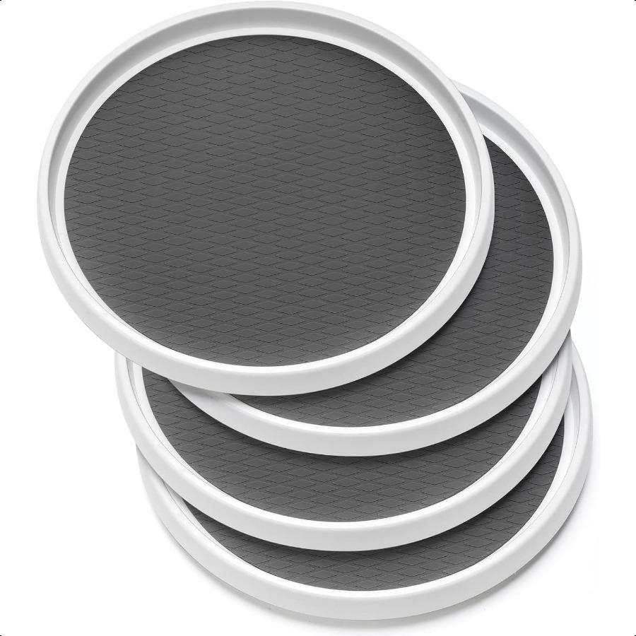 

12-дюймовый нескользящий органайзер-вращающаяся подставка [4 шт.] Вращающаяся полка для организации шкафа, столешницы, кладовой, хранения на кухне, холодильника, фургона United States