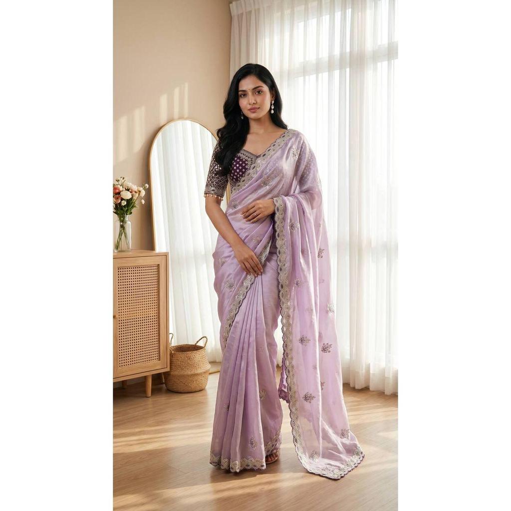 New Trending Ready-Made Mirror Blouse Saree Collection