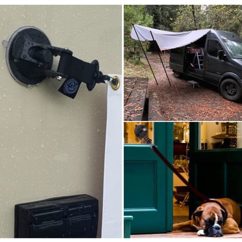 4-Piece Set with Strong Suction Cups and Hooks for Car Side Tarps, Camping Tarps, 10kg Weight Capacity, Super Strong Suction Cup Hooks for Tarps, Car