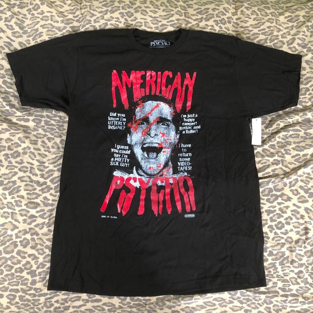 NEW American Psycho Men Sz L Black Graphic Shirt Movie Horror Patrick Bateman Unisex T-Shirt XXXL