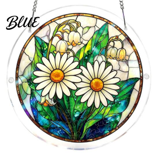 Nationaler Puzzle-Tag Ornament Acryl-Sonnfänger mit farbiger Lichtprojektion DIY-Fensteraufhängung Dekoration Kratzfest für Garten Terrasse