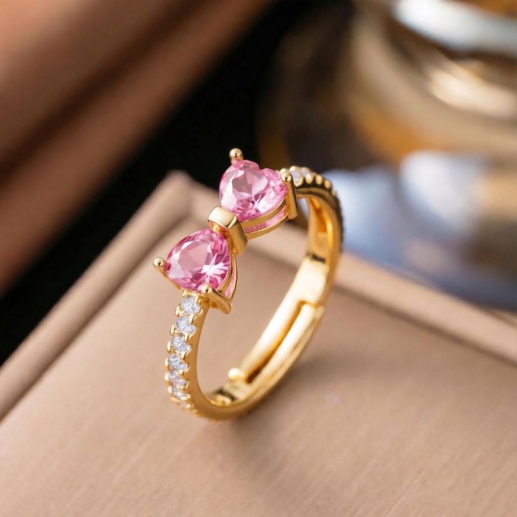Micro-Inlaid Zircon Fashion Open Ring - Adjustable Luxury Index Finger Jewelry for Women