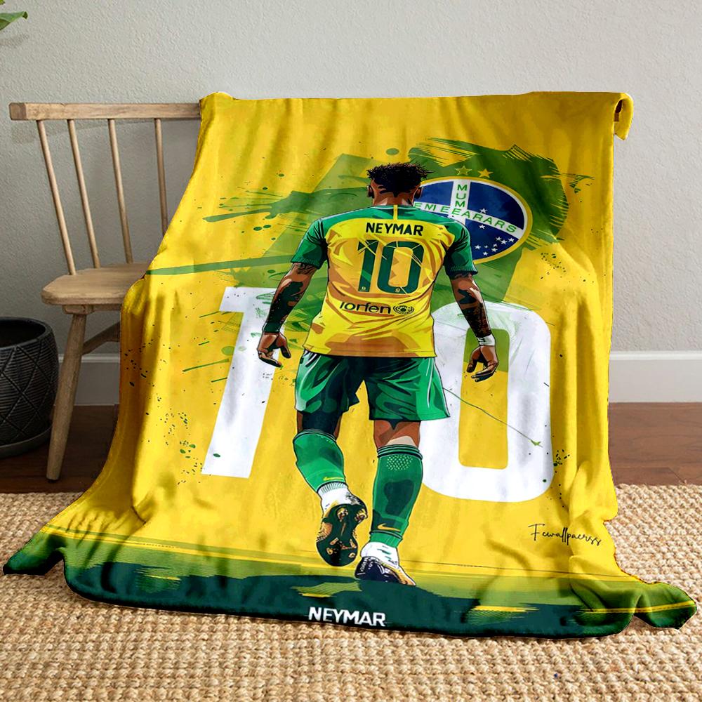 Yellow Brazil Soccer Designed Flannel blanket for bedroom, living room, sofa, and nap