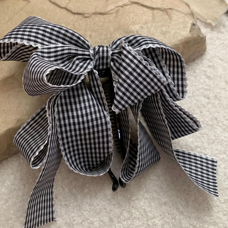 Cute Tartan Hairpin Soft Textile Design School Style Hair Ornament For Teens Ladies