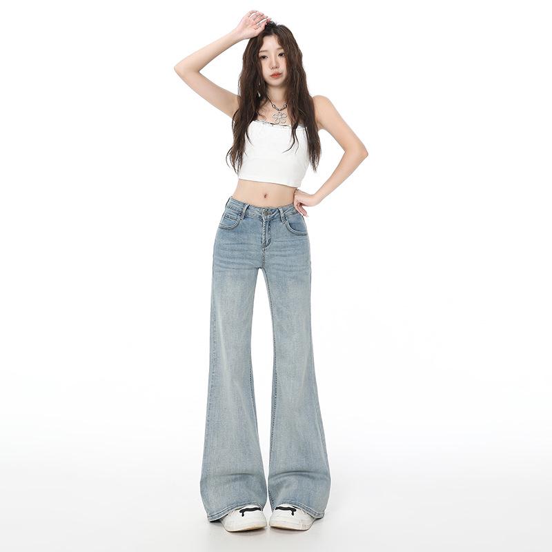 Women s Dark Blue Low-Rise Micro Flare Jeans - Autumn 2025 Slim Fit, Stretch Bell Bottoms S