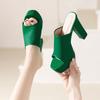 High Heeled Slippers for Women Outside New Square Head Fish Mouth Thick Heel Soft Leather Super High Sandals Women Slippers