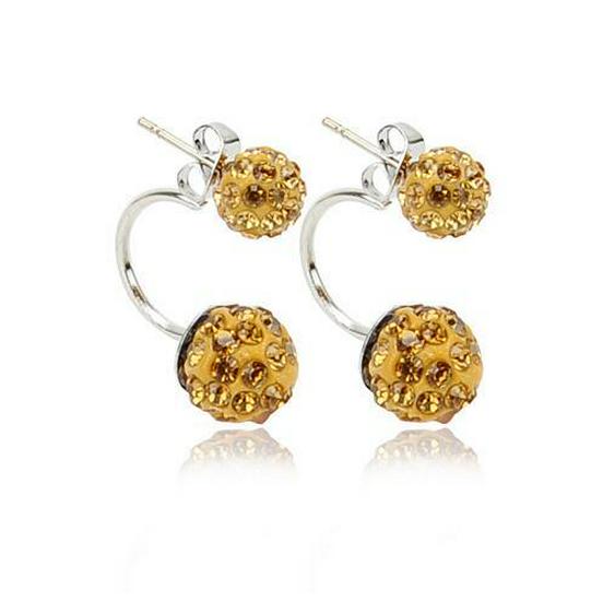 Fashionable Shamballa Diamond Ball Ceramic Double Earrings